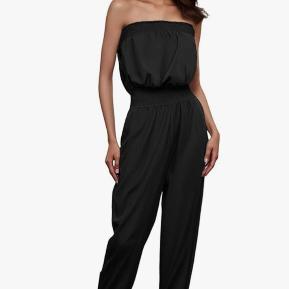 Elegant Black Strapless Jumpsuit